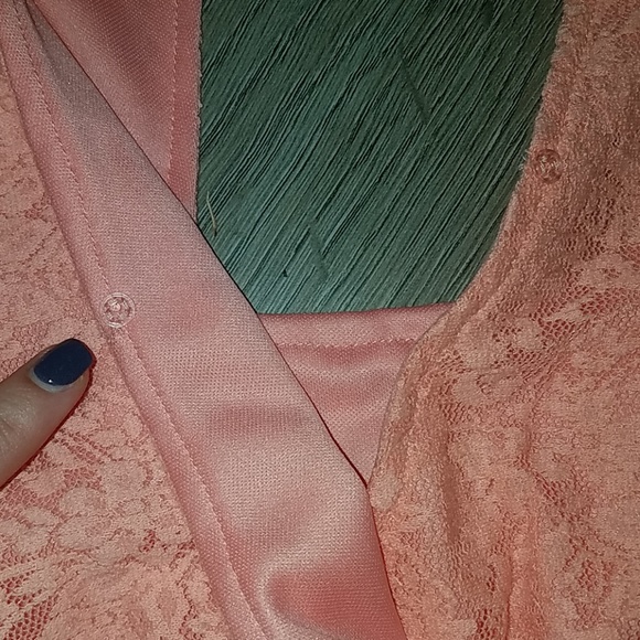 NWOT XS Pink Peach Lace Floral Long Sleeve Dress - Picture 2 of 5